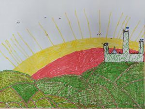 Fabian 10, „Dies ist das Bild der verwunschenen Burg mit Efeuranken und Vogelnestern
